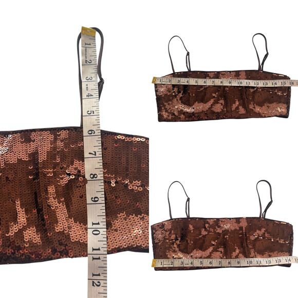 Camila Coelho Ava Crop Top Audrey Skirt Matching Set Sequin Chocolate Brown Sm S - Picture 6 of 12